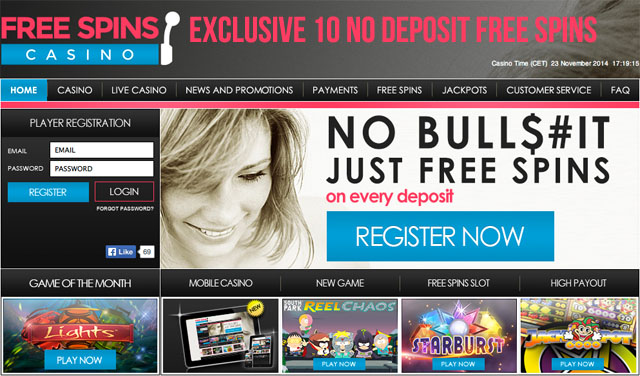 FreeSpinsCasino - 10 No Deposit FreeSpins