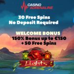 Exclusive Promotion at Casino Adrenaline – Get 30 Real Money No Deposit Free Spins & 150% up to £/€/$150 + 50 Free Spins